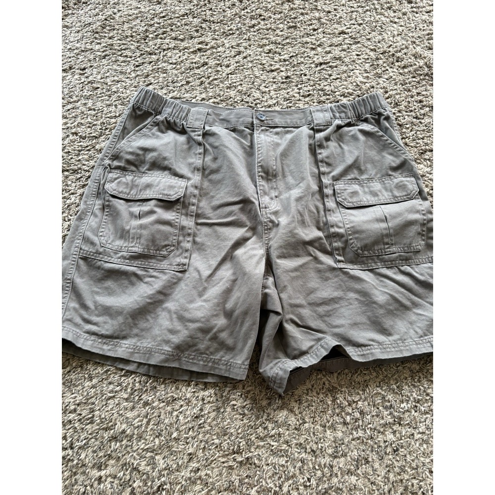 Croft & Barrow Men's Gray Cargo Shorts Cotton Twill Flat Front Zip Pockets - Picture 1 of 5